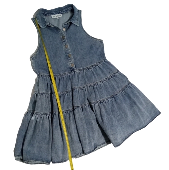 En Saison Palais Sleeveless Button Front Pocket Mini Denim Dress Medium - Picture 9 of 10